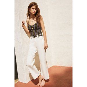 Wrangler + UO Bells High-Rise Cropped Flare Jean - In White Dinem
